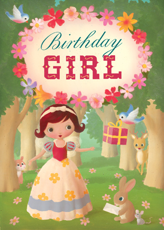 Birthday Girl - Forest Critters Greeting Card by Stephen Mackey